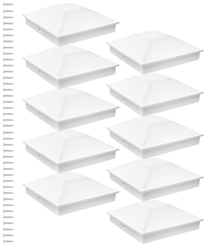 Chapeaux De Poteau De Clôture | Couronnes De Pilier 10X10 - Résistant Aux UV Blanc Décoratif 10 Pièces Pour Extérieur Terrasse Jardin