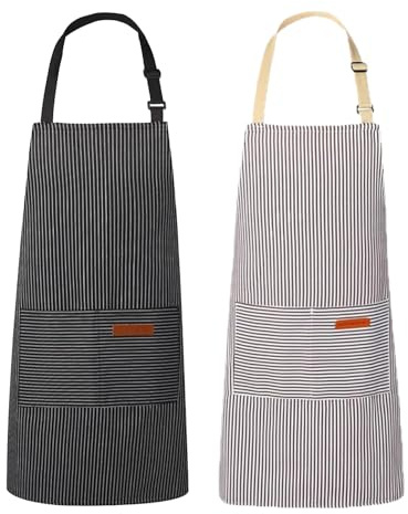 Köksförkläde | Vattentätt med midjeslips | Kockförkläde med 2 fickor - för teknisk servitör för nagelstylister för bakning trädgårdsskötsel diskmaskin grill