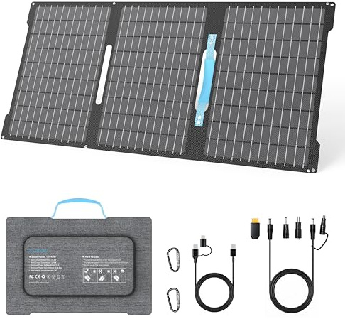 E-POWO 45W Tragbares Solarpanel Ladegerät mit USB-C PD 3.0 & USB-A QC 3.0, IP67 Wasserdicht für Powerbank, Smartphone, iPhone, Android, Kamera, Camping und Outdoor