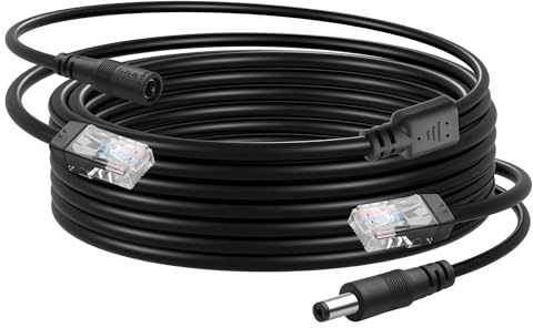 CERRXIAN 16.4FT Ethernet RJ45 and DC Cable,POE CAT5 Ethernet with Power Supply,Cat 5 RJ45 + 5.5x2.1mm DC CameraPower Cord,for CCTV Security Camera Surveillance System IP Camera Etc