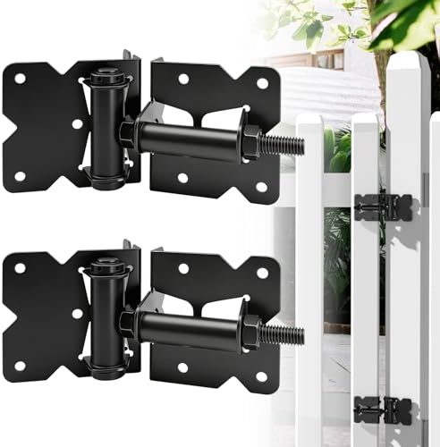 K KASONIC Lot de 2 Charnière Autofermante, pour Jeu 3/4-1 | Pour Clôtures Vinyle, Bois & Métal, Charnières Lourdes Réglables, incl. Outil d'Installation & Vis, Supporte 130 lbs