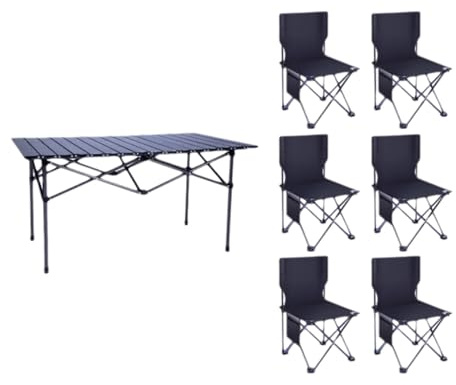 Mehrzweck-Campingtisch und Stuhl-Set – tragbarer Picknicktisch aus Titanstahl für Outdoor-Aktivitäten, Reisen, Wandern, Heckklappe und Garten