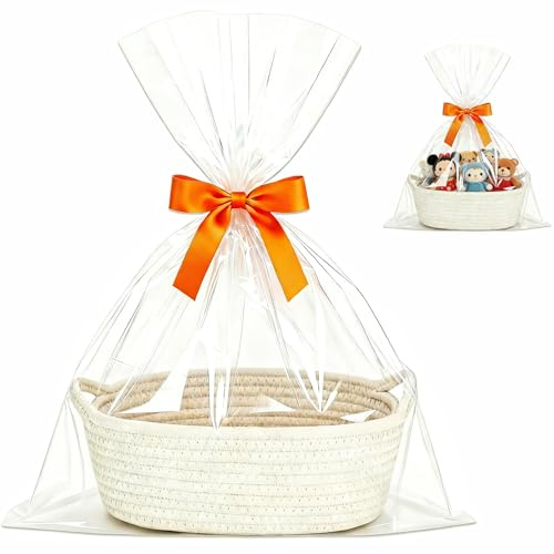 Geschenkkorb Leer, Präsentkorb Leer Mit Geschenktüten Und Bändern, Korb Für Geschenke, Geschenk Korb, Geschenkkörbe leer für Geburtstag, Hochzeit, Babyparty, Erntedank, Weihnachten & Diy Geschenkideen