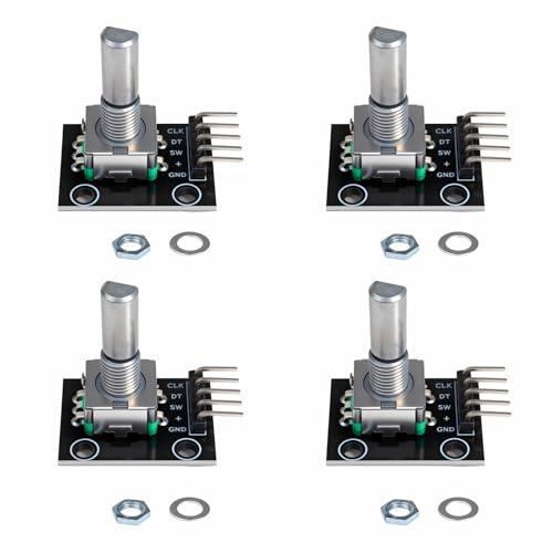 4 PCS KY-040 Rotary Encoder Modul Drehgeber, 360° Rotary Encoder Modul mit Drehgeber & Potentiometer Knopf, Statischer Drehdrehmomentsensor für Elektronik, Arduino & Multimedia
