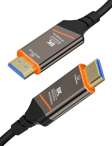 Kricsertg 8K Glasfaser HDMI Kabel 15Meter, 48Gbps Ultra High Speed HDMI 2.1 Kabel 8K@60Hz 4K@120Hz Dynamic HDR, eARC, HDCP 2.2&2.3, 3D,Kompatibel für PS5, Xbox, HDTV, Monitor, Projektor