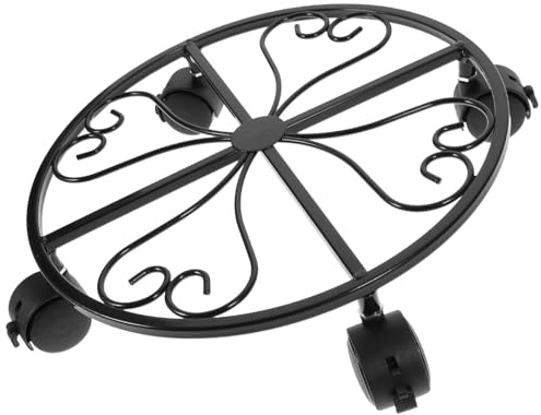 ifundom Soporte para Plantas con Ruedas Aplicables, Palet Móvil de Hierro Negro con Freno, Base para Macetas Grande, Transportador Resistente para Jardín, Balcón E Interior, Bandeja
