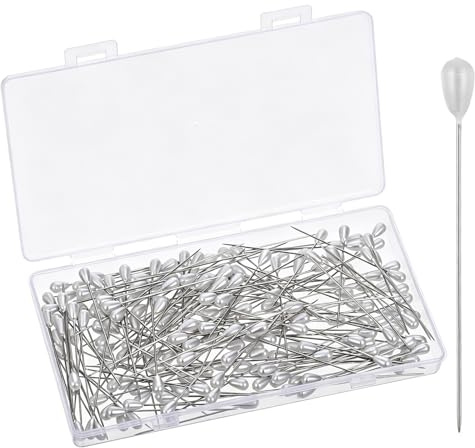 JJUNW 200 st pärlhuvudstift, bröstbukettstift, tårdroppe bröllop bukettstift 5,6 cm vit pärlemoriserad boll dekorativ nål för sömnad gör-det-själv hantverk dekoration bröllop smycken blomma dekoration