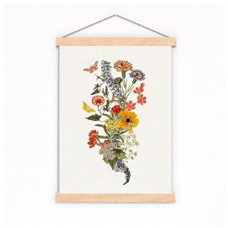 Supkancl Poster Vintage di Anatomia Umana, Botanica, Medica, Floreale, organi, Cuore e polmone, Stampa Artistica su Tela, Decorazione da Parete(C-with Frame,5x8cm-2x3in)