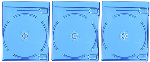 Hama BLU-Ray Disc Double Jewel Case - Funda para DVD (3 Unidades, Capacidad de CD: 2 Discos), Azul