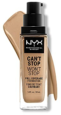 NYX Professional Makeup Can't Stop Won't Stop Full Coverage Foundation, Langanhaltend, Wasserfest, Vegane Formel, Mattierter Teint, Farbton: Beige