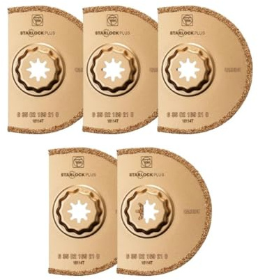 FEIN Hartmetall Sägeblatt Ø 90 mm, Ve. 5 St., Aufnahme StarlockPlus, segmentiert, Schnittbreite ca. 2,2 mm., zum Austrennen schadhafter Fliesenfugen.Auch zum Fräsen von Schlitzen in Baumaterialien