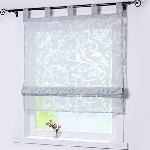 Joyswahl Raffrollo Ausbrenner Raffgardinen Schlaufen Jessica Grau 100x140 | Gardinen transparent, Rollo, 1er Pack, Schlaufenrollo, Bändchenrollo landhaus, Fensterrollo innen, Lichtdurchlässig