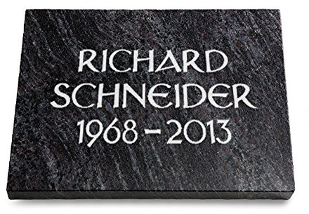 MEMORUM Grabmale Grabtafel, Grabplatte, Grabstein, Grabkissen, Urnengrabstein, Liegegrabstein Modell Pure 40 x 30 x 3-4 cm Orion-Granit, poliert inkl. Gravur (Ohne Ornament)