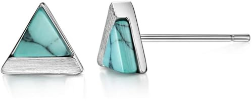 Michooyel Türkis Howlith Ohrstecker, 925 Sterling Silber Stein Edelstein Ohrringe, Dreieck Schliff, Stecker Schmuck Damen Geschenk
