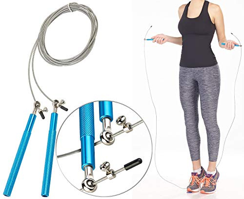 PEARL Sports Sprungseil: Profi-Highspeed-Springseil mit 3D-Kugellagern und Drahtkern, blau (Draht Springseil, Profi Boxen, Seil)