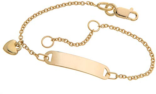 Barn/baby gravyrarmband mod. IDBo-4 doparmband 375 guld längd från 12–16 cm inklusive gravyr, 12 centimeters, Gult guld