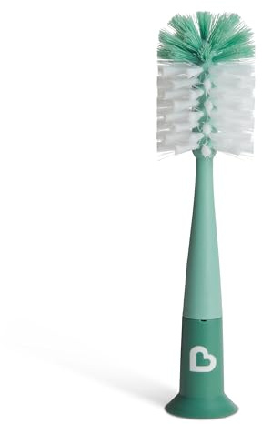 Munchkin Deluxe Bottle Bristle and Teat Brush with Textured, Easy-Grip Handle, 1x Blue, 90 g