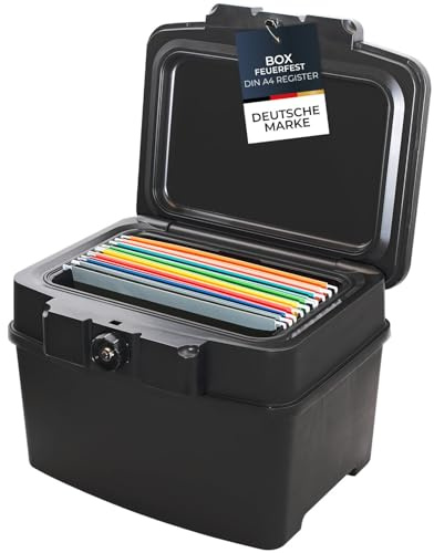 HMF 250453 Scatola portadocumenti impermeabile e ignifuga | DIN A4 | Cartelle sospese | nero