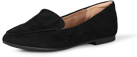 Amazon Essentials Women's Loafer Flat, Black Microsuede, 5.5