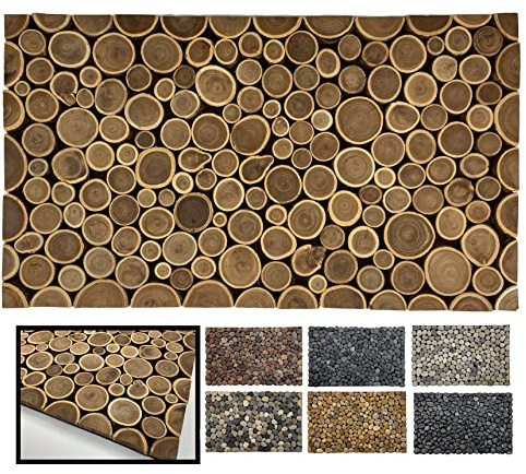 LucaHome Fußmatte, natürliche Fußmatte, 100% natürliches Holz, handgefertigt, umweltfreundlich, aus Holz, für den Eingangsbereich, ideal für den Außenbereich und zur Dekoration