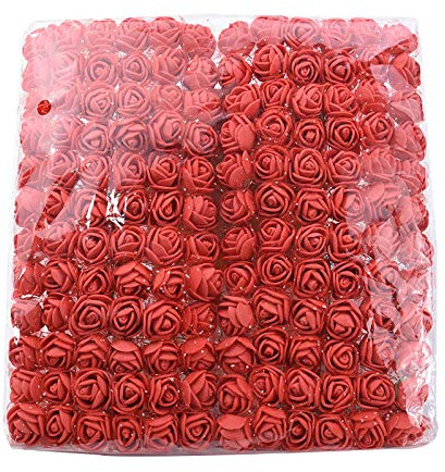 zorpia 144pcs Mini Fake Rose Flower Heads Mini Artificial Roses DIY Wedding Flowers Accessories Bridal Hair Clips Headbands Dress Valentine's Day Decoration (Red)
