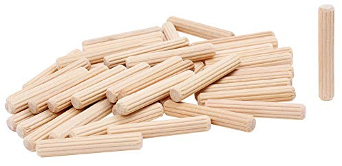 100 Pack 1/4 Wood Dowel Pins Straight Grooved Pins for Furniture Door and Art Projects (1/4 in)