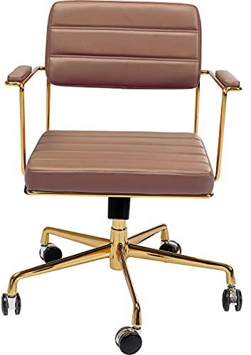 Kare Design Bürostuhl Dottore, Braun, Drehstuhl, Armlehnstuhl, Teppichrollen, rollbar, höhenverstellbar, kippbar, Retro-Look, 81x60x54 cm (H/B/T)