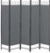 [en.casa] Paravent de Confidentialité à 5 Panneaux Séparateur de Pièce Élégant Brise-Vue pour Intérieur Extérieur Acier Polyester 171 x 200 cm Gris Foncé