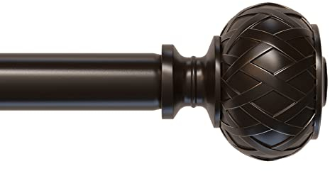 SZXIMU Gardinenstange Ausziehbar Braun 91-182 cm Vorhangstange mit Rundem Endstück mit Netzstruktur 36-72