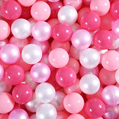 GUESVOT Ball Pit Balls BPA Free Plastic Balls for Ball Pit Crush and Smash Proof Balls 100pcs 2.2 Set for Toddlers for Play Tent Tunnel (Pink+Red+White)