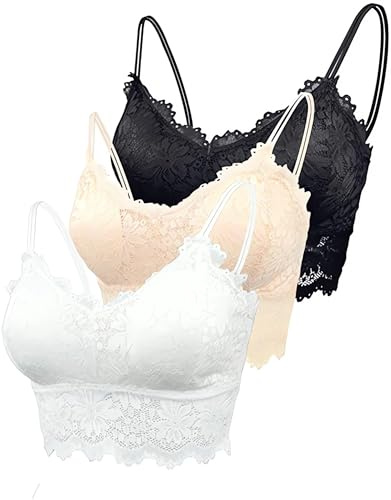 Leezepro Damen BH 1/3/6er Pack Ohne Bügel Push up Crop Top Sexy Bustier Spitze BH Set Sport BH für Alltag Yoga Fitness
