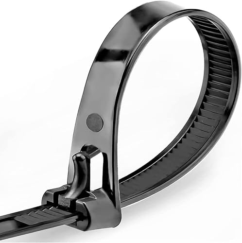 Oksdown Kabelbinder wiederverschließbar Schwarz 200 mm × 7,6 mm 100 Stück UV-Beständig Stark Groß Nylon Kunststoff wiederverwendbar Set