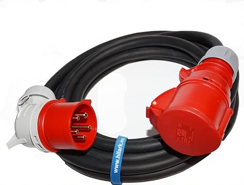 H05VV-F 5g2,5 mm (5x2,5 mm²) PVC Schwarzes PolwynitChlorid Verlängerungskabel Winkelstecker 400V 16A IP44 - PVC Kabel für Baustellen, Industrie, Aussenbereich (20 Meter, Schwarz)