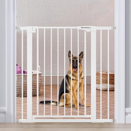 Mumeasy Puerta para perros extra alta de 36 pulgadas de alto, puerta de bebé alta montada a presión de 29.6 a 40.5 pulgadas de ancho para perros, puerta de cierre automático para mascotas con puerta