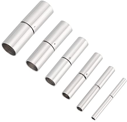 UNICRAFTALE Bajonett-Verschlüsse, Edelstahl, Kordel-Endkappen, 1,3 ~ 6 mm Loch, Lederseil-Verschlüsse, Schmuckverschlüsse, Armband, Halskette, Verschluss für 1–6 mm Lederseil, 6 Sets