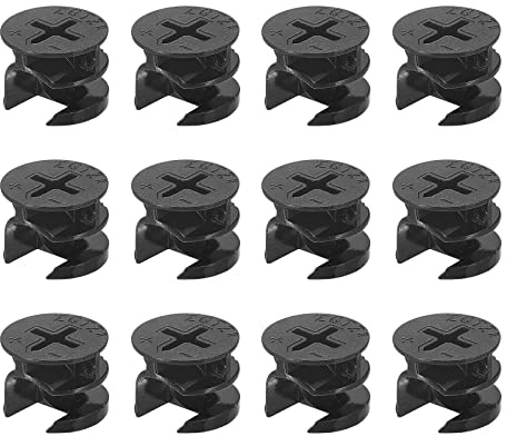 sourcing map Cam Lock Nut for Furniture, 12pcs 15x12mm Joint Connector Locking Nuts Furniture Connecting Cam Fittings, Black