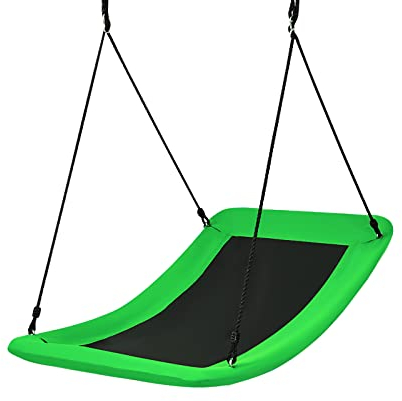 DREAMADE Nestschaukel eckig 150×80cm, Kinderschaukel bis 150KG belastbar, Baumschaukel mit 100-180cm verstellbaren Seil, für Kinder & Erwachsene, für Indoor & Outdoor (Grün)