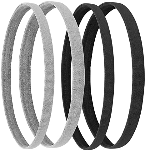 Sibba Workout Headbands Soccer Sports Athletic Hair Accessories 4 PCS Elastic Tie Non Slip Grip Backing Headwear Running Softball Spa Adjustable Nylon Hairband Youth Women Toddler Girls Kids Teens