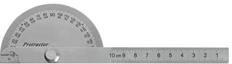 sourcing map Inox Acier Angle Rapporteur 0-180 Degrés Rond Tête Chercheur Mesure Règle Général Outil avec 10cm/3.94 Bras pour Travail Bois