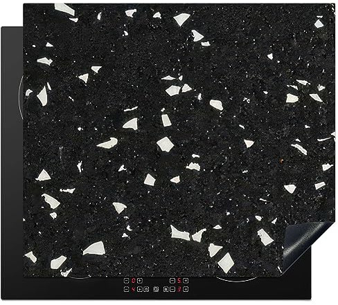 KitchenYeah© Induction Hob Protector Mat Cooker Top Protectors Cover | 20.5x23.6 / 60x52 cm - Ceramic Covers Electric Hobs Vinyl Terrazzo - Black - Grey - White