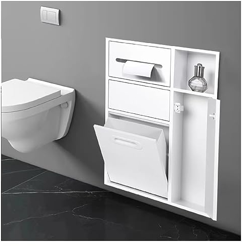 Wandnische Dusche Edelstahl Edelstahl-Duschnische, Mehrschichtige Mülleimer-Toilettenpapier-Aufbewahrungsbox, Einfach Zu Installierende Versenkte Duschnische For Hotel-Wohnbadetoiletten ( Color : Whit