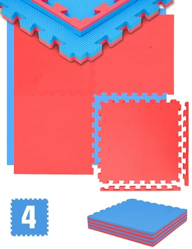 EYEPOWER Trainingsmatte 2cm Extra-Dick: 1m² 4 Große EVA 50x50 Bodenmatten - Bodenschutzmatte 100x100 cm Turnmatte Fitness Sport Matte Fitnessraum Puzzlematte Fitnessmatte Sportmatte Bodenmatte