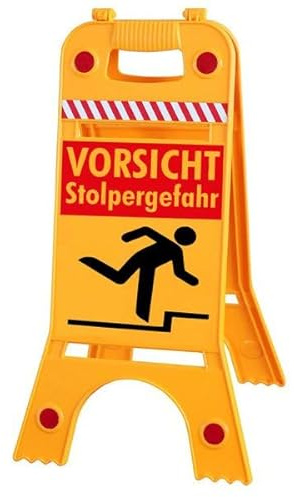 Warnaufsteller Dachaufsteller - Vorsicht Stolpergefahr - Gr. ca. 28 x 64 cm – 308541/5 - Warnschild, Hinweisschild, bodenstehend, Kunststoffschild mit retroreflektierenden Linsen