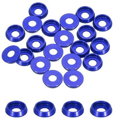 QUARKZMAN Lot de 20 Rondelles Coniques M3 Rondelles en Aluminium Bleu Foncé | Avec Tête en Forme de Coupe, Diamètre du Trou 3 mm/0,12, pour Vis RC/FPV/PC/Drone/Accessoires Mécaniques