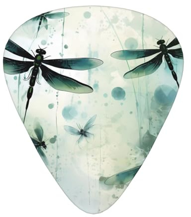 Ink Libelle Gitarrenplektren, 0,46 mm/0,71 mm/0,96 mm Dicke, Gitarrenplektrum mit Aufbewahrungskoffer für akustische, elektrische Gitarre, Ukulele, Bass, 12 Stück