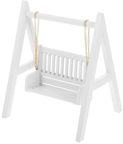 Abaodam Puppenhausschaukel Wohnkultur Möbel Spielzeuge Puppenhaus-Miniatur- Puppe schaukelt Puppenhaus-Accessoire die Schaukel Bastelanhänger Zubehör Requisiten Modell hölzern Weiß