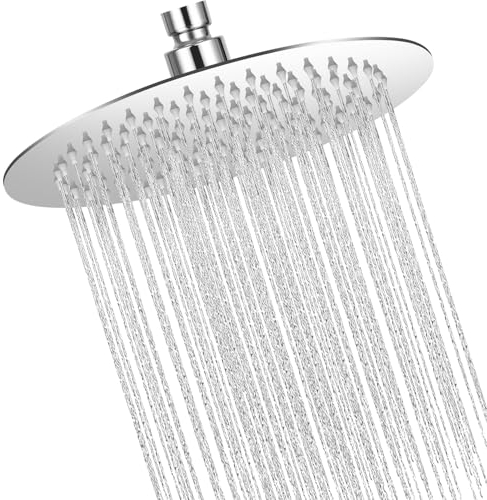 TIDEVAN 8 Zoll(20cm) Regenbrause, Fester Duschkopf Regendusche 304 Regendusche Duschkopf Kopfbrause Dusche Kopfbrause 360° Verstellbar Duschkopf Regendusche mit Selbstreinigenden Düsen (Silber)