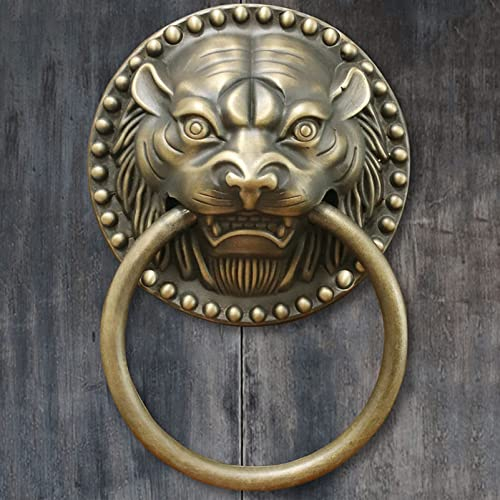 ZZZOLX Türklopfer, Haustürklopfer, Türklopfer, antiker Tigerkopf, Dicker Kupfer-Türgriff, Retro-Haustür, Innenhof, Garten (Color : Bronze, Size : 20cm Diameter)