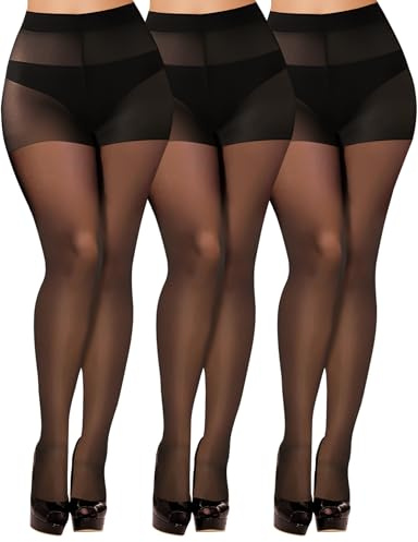 YOGINGO 3Pairs 20D Sheer Black Tights for Women, Breathable Pantyhose for Women, women's stockings with Reinforced Toe
