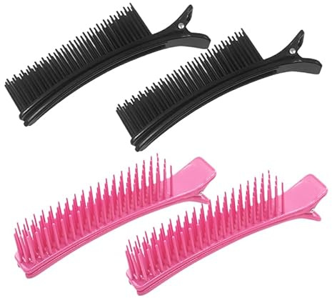 FOMIYES Pinces à Cheveux pour Coiffeurs 4 Pièces en Plastique, Faciles à Utiliser, pour Coiffure Professionnelle et Séparation des Cheveux en Salon